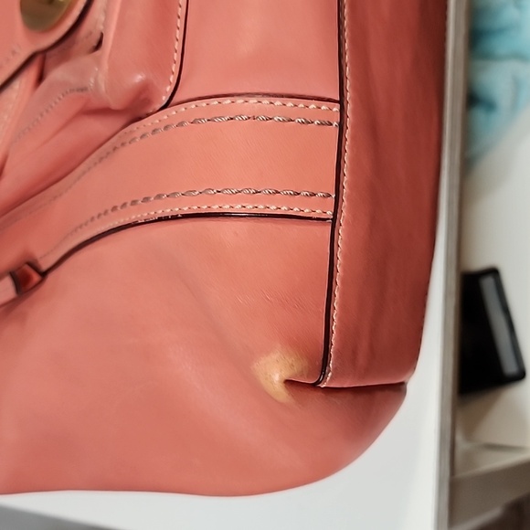 Coach Coral Leather Tote with Gold Accents - Picture 8 of 16